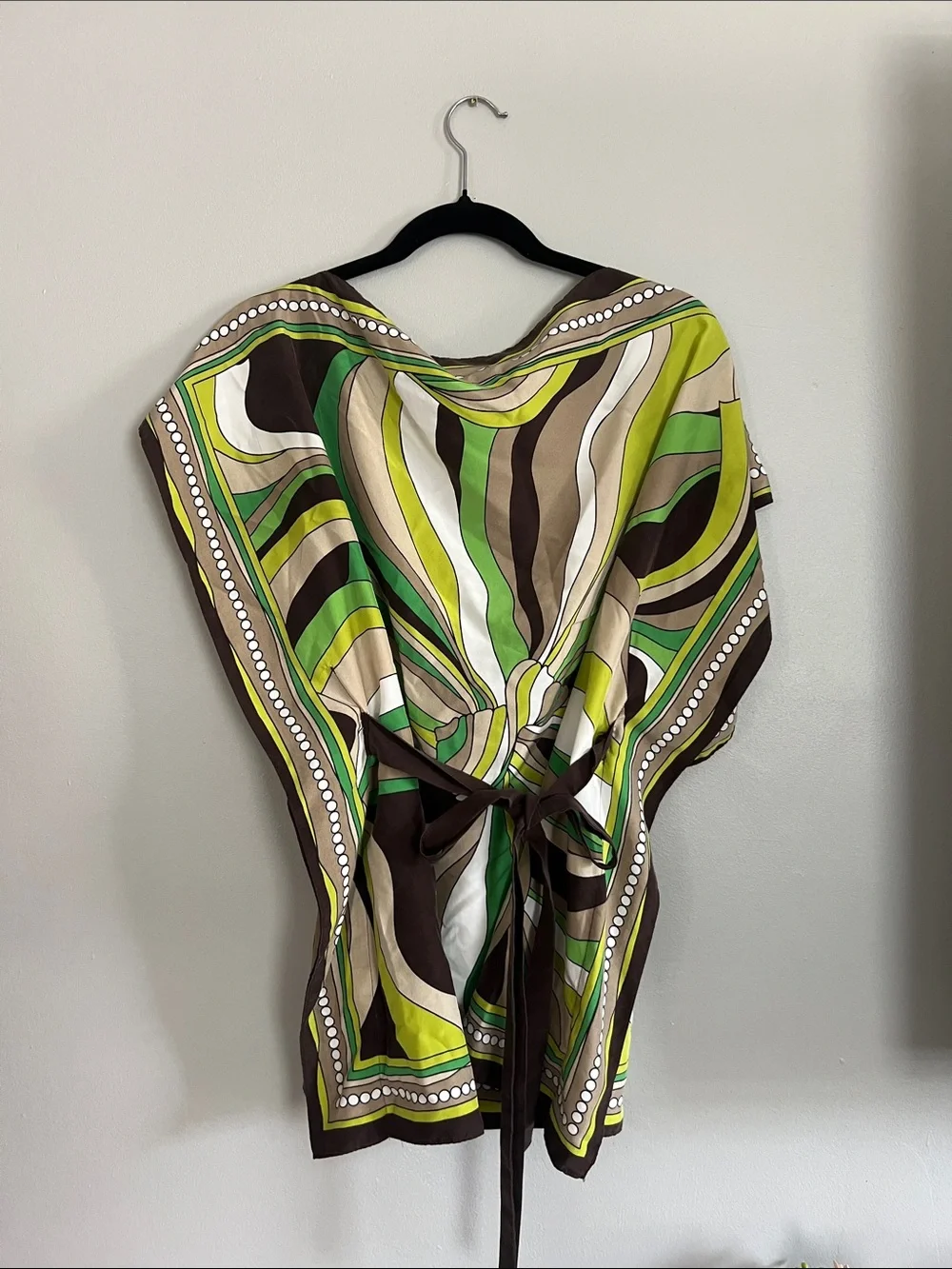 Michael Kors Green and Brown Abstract Print Blouse